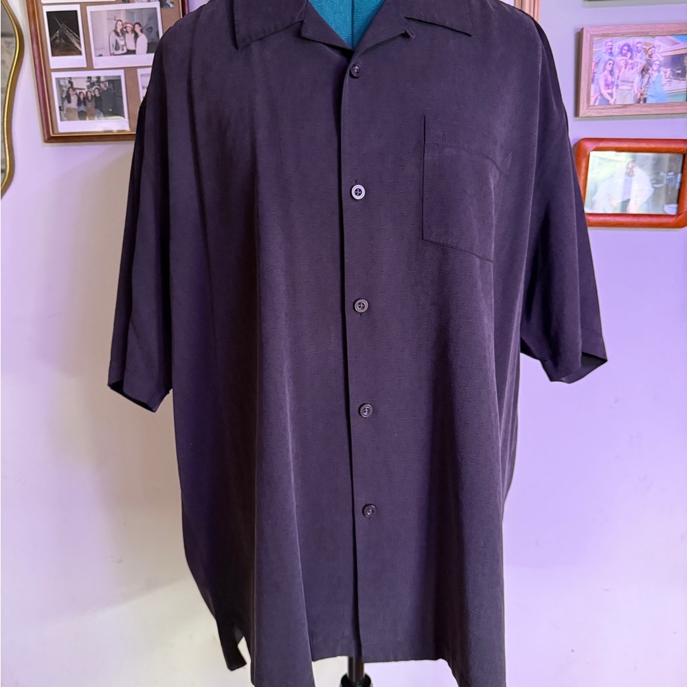 Tommy Bahama Original Fit Black Silk Hawaiian Tee - XL
